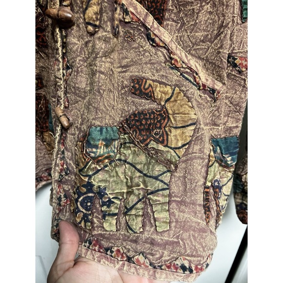 026-004 Orvis Elephant Applique Cotton Jacket Brown Button Front Women's Small‎ - Picture 6 of 11